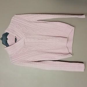 Jeanne Pierre Light Mauve Pink Cable Knit Sweater Size L